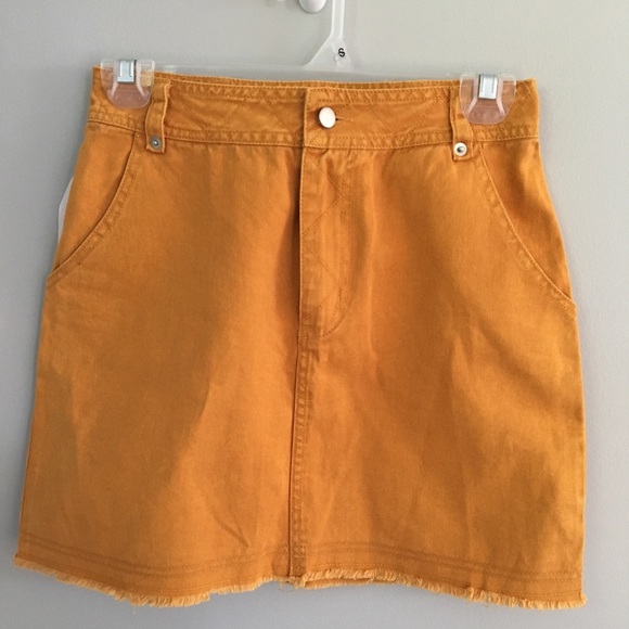 mustard denim skirt